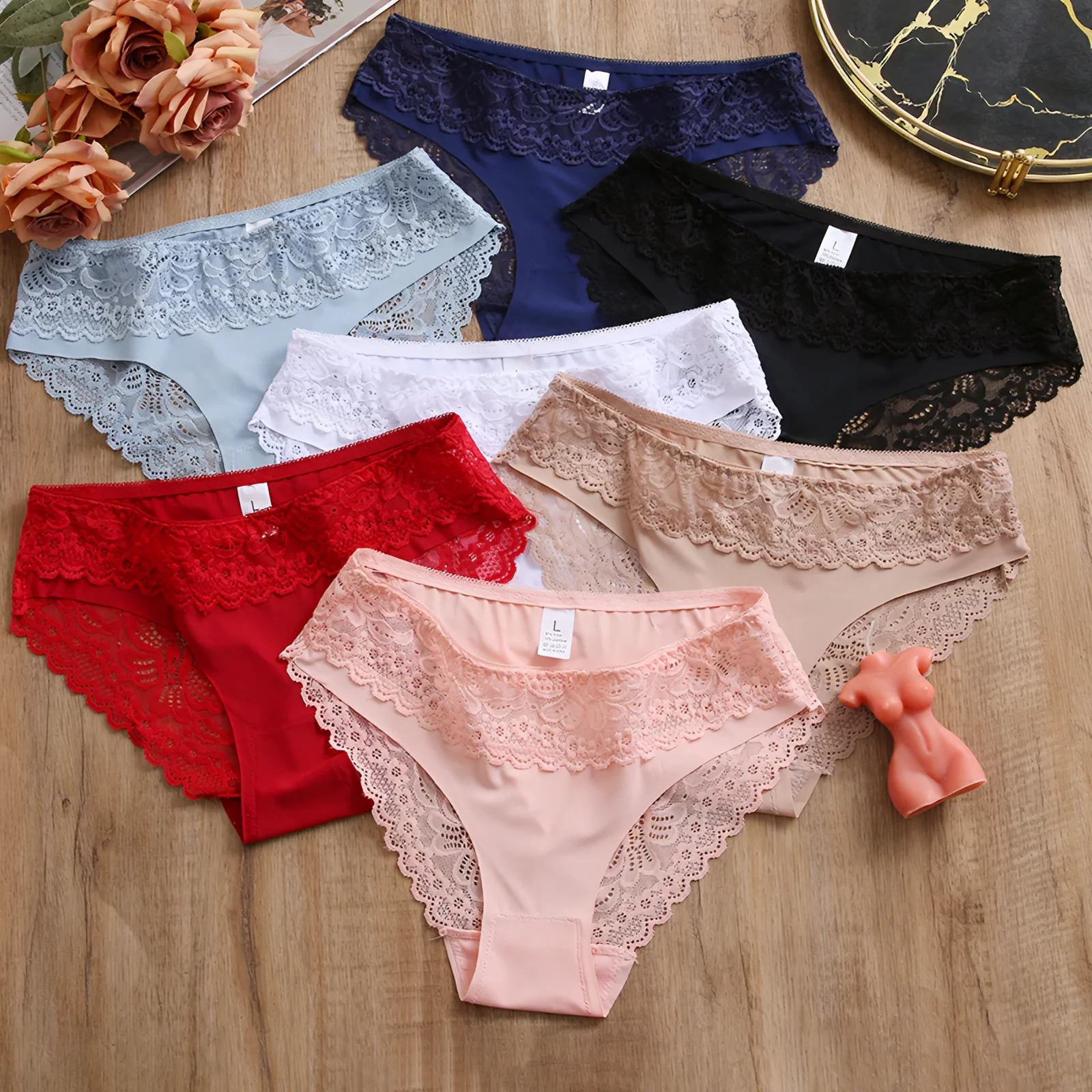 Lace Silk Satin Underwear
